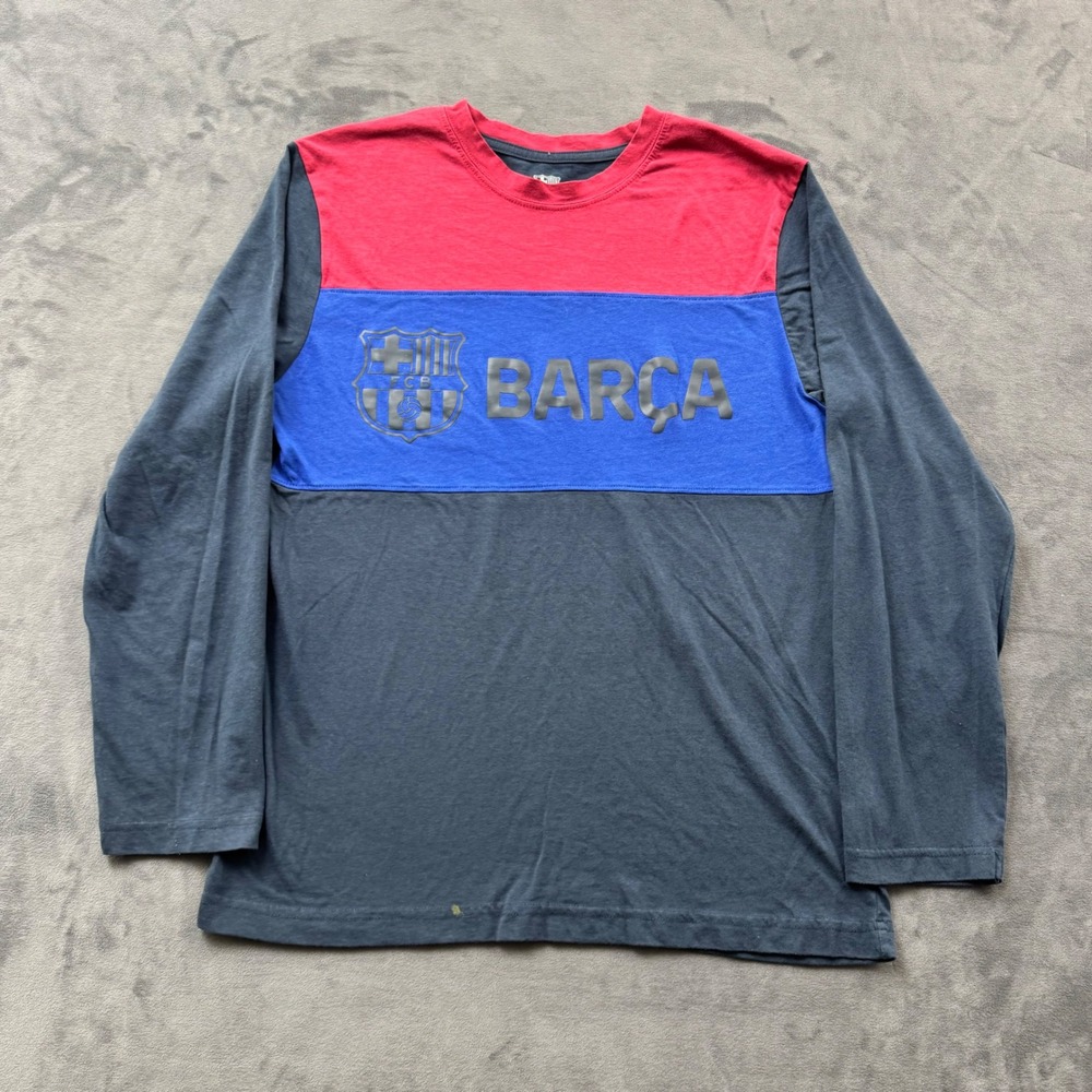 FC Barcelona Barca Long Sleeve Colorblock Graphic Shirt Navy Red Blue Mens M